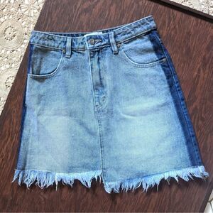 MP|D Dual Two Toned Distressed Denim Skirt XS